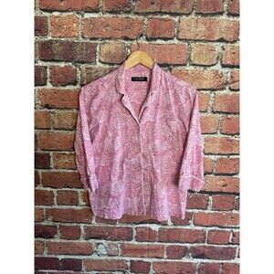 Lauren Ralph Lauren Womens Pink Paisley Pattern Sleep Shirt Sz Medium Button Up